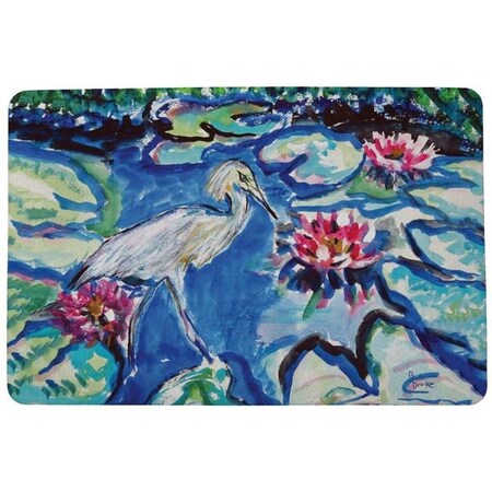 Betsy Drake Betsy Drake DM551 18 x 26 in. Heron & Waterlilies Door Mat DM551